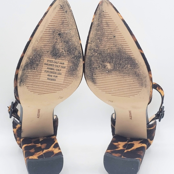 Alex Marie Leopard Ankle Strap Block Heels Leopard Print☆Real Fur - Picture 7 of 12